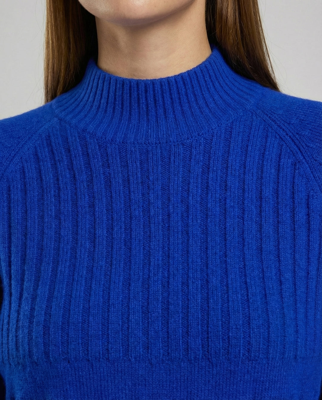 Gerippter Damen Pullover Hoher Kragen