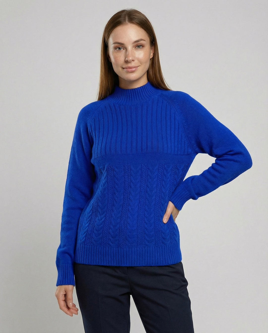Gerippter Damen Pullover Hoher Kragen