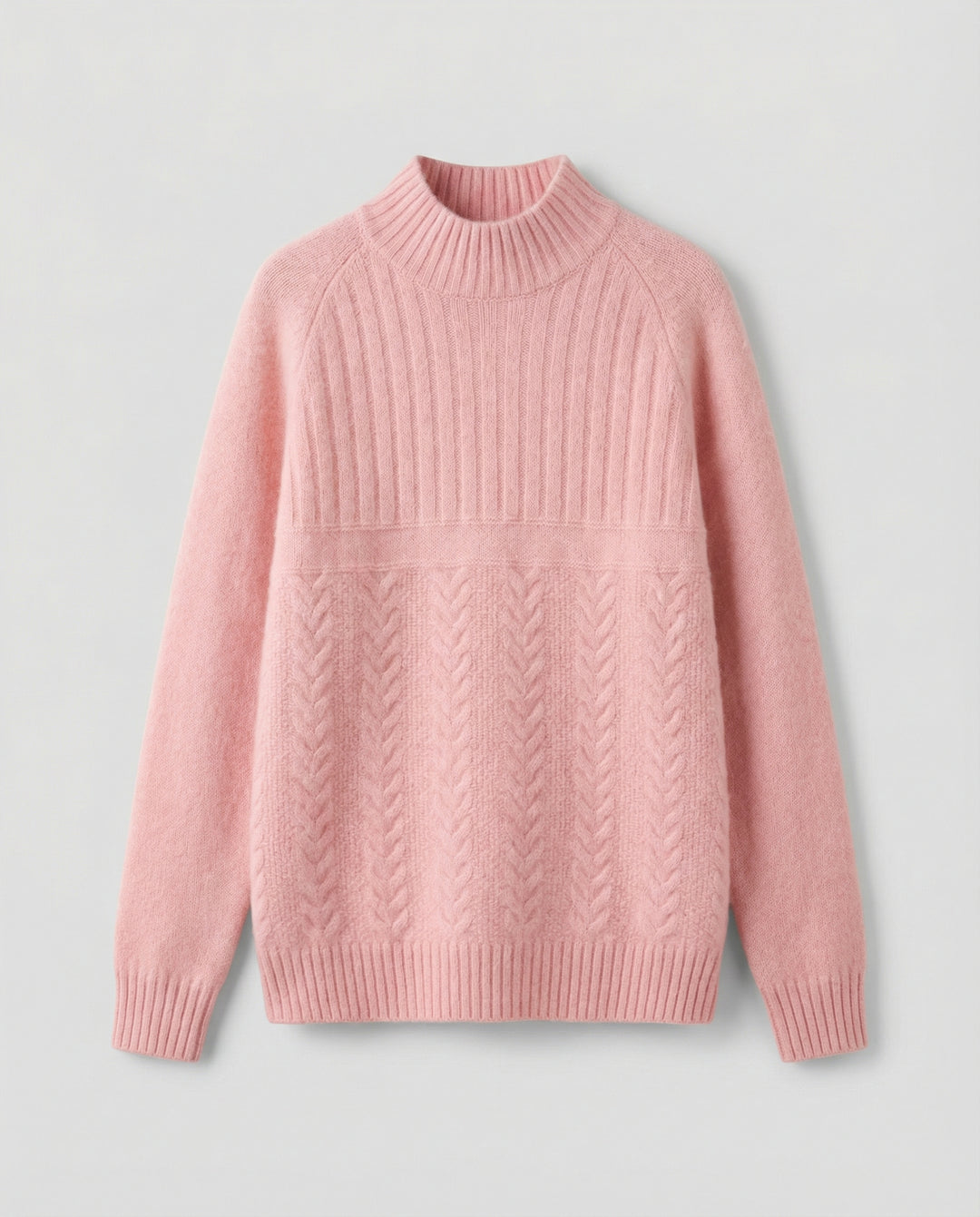 Gerippter Damen Pullover Hoher Kragen