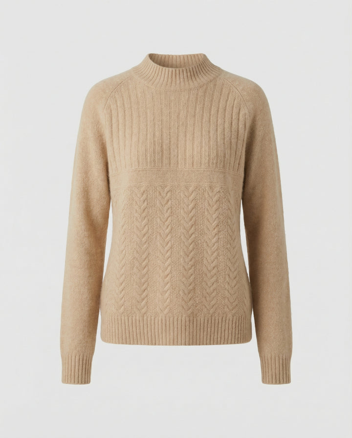 Gerippter Damen Pullover Hoher Kragen