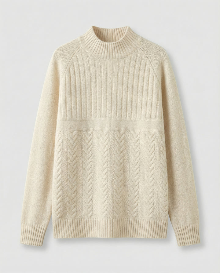 Gerippter Damen Pullover Hoher Kragen