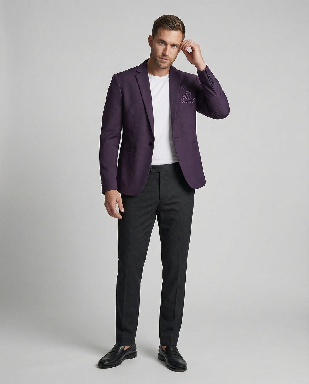 Herren Sportlicher Blazer mit Stickmotiv