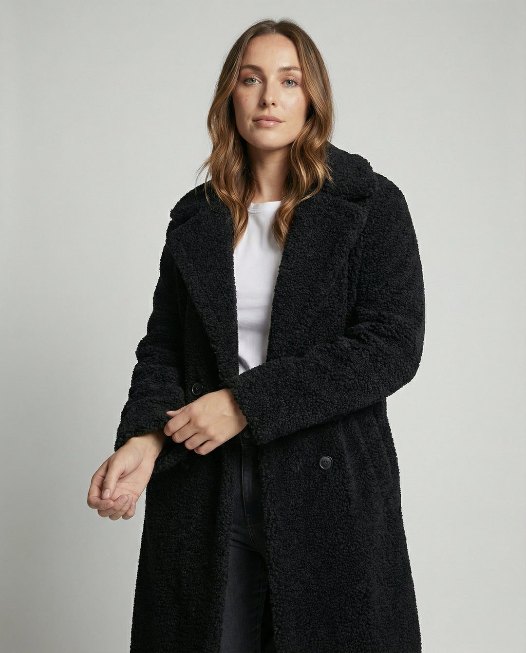 Langer Teddymantel Damen
