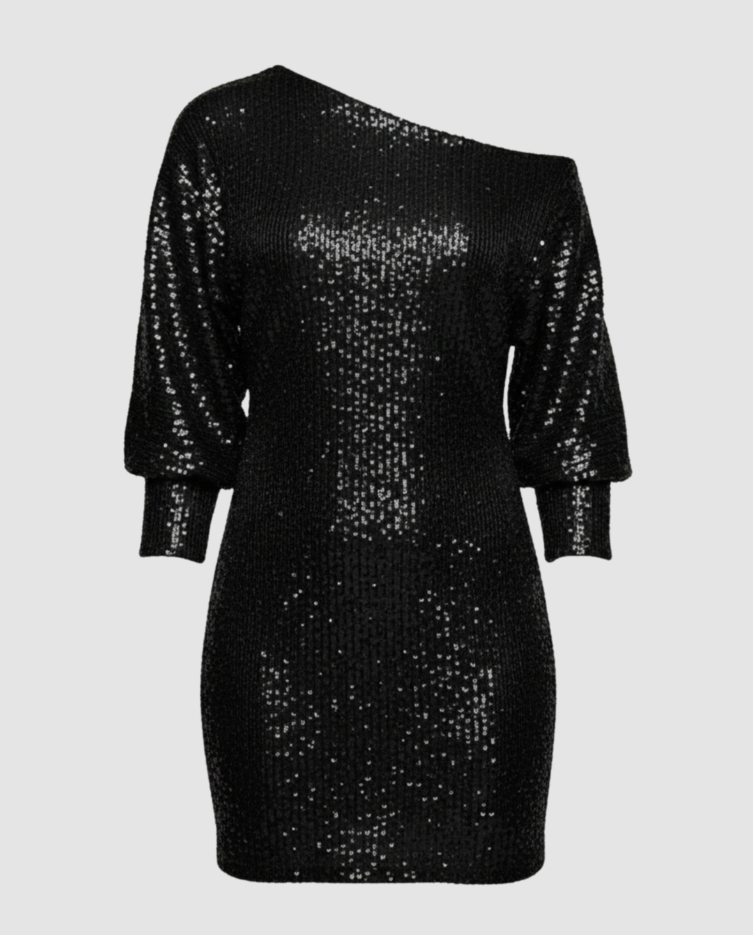 Glänzendes One Shoulder Minikleid