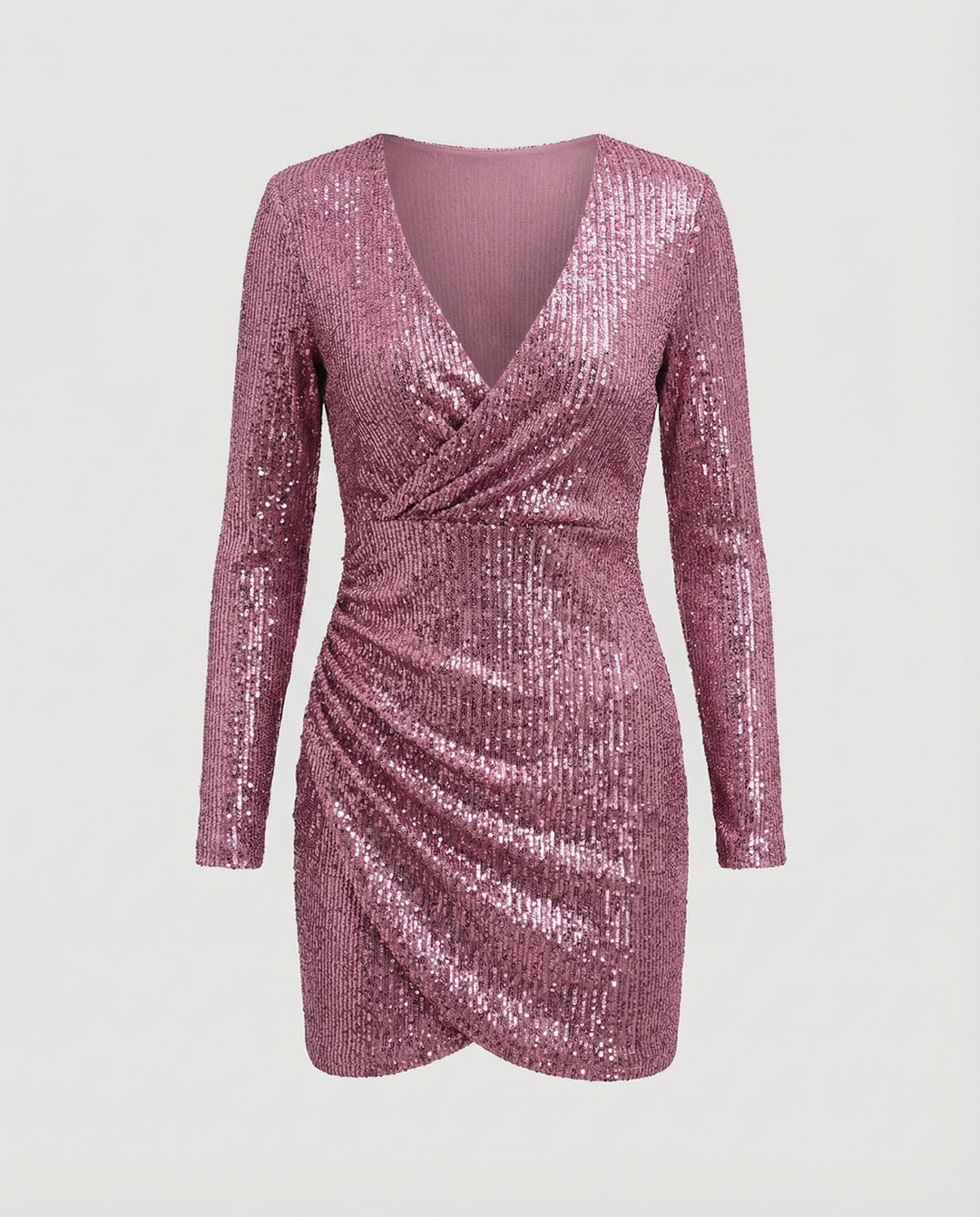 Pailletten V-Ausschnitt Kleid
