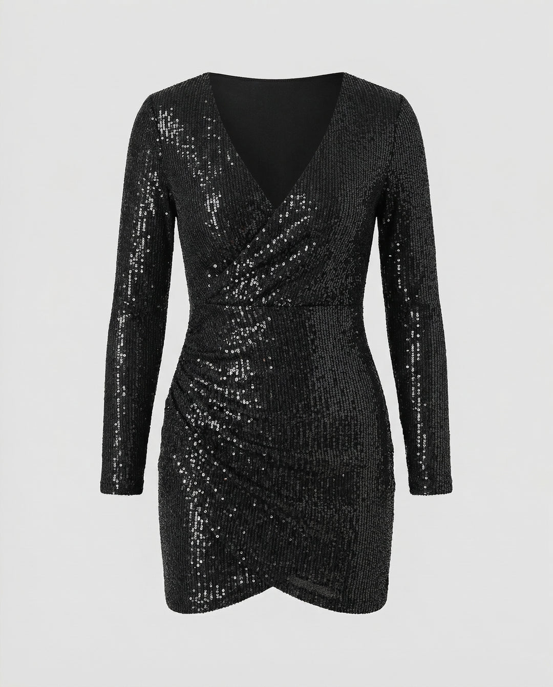 Pailletten V-Ausschnitt Kleid