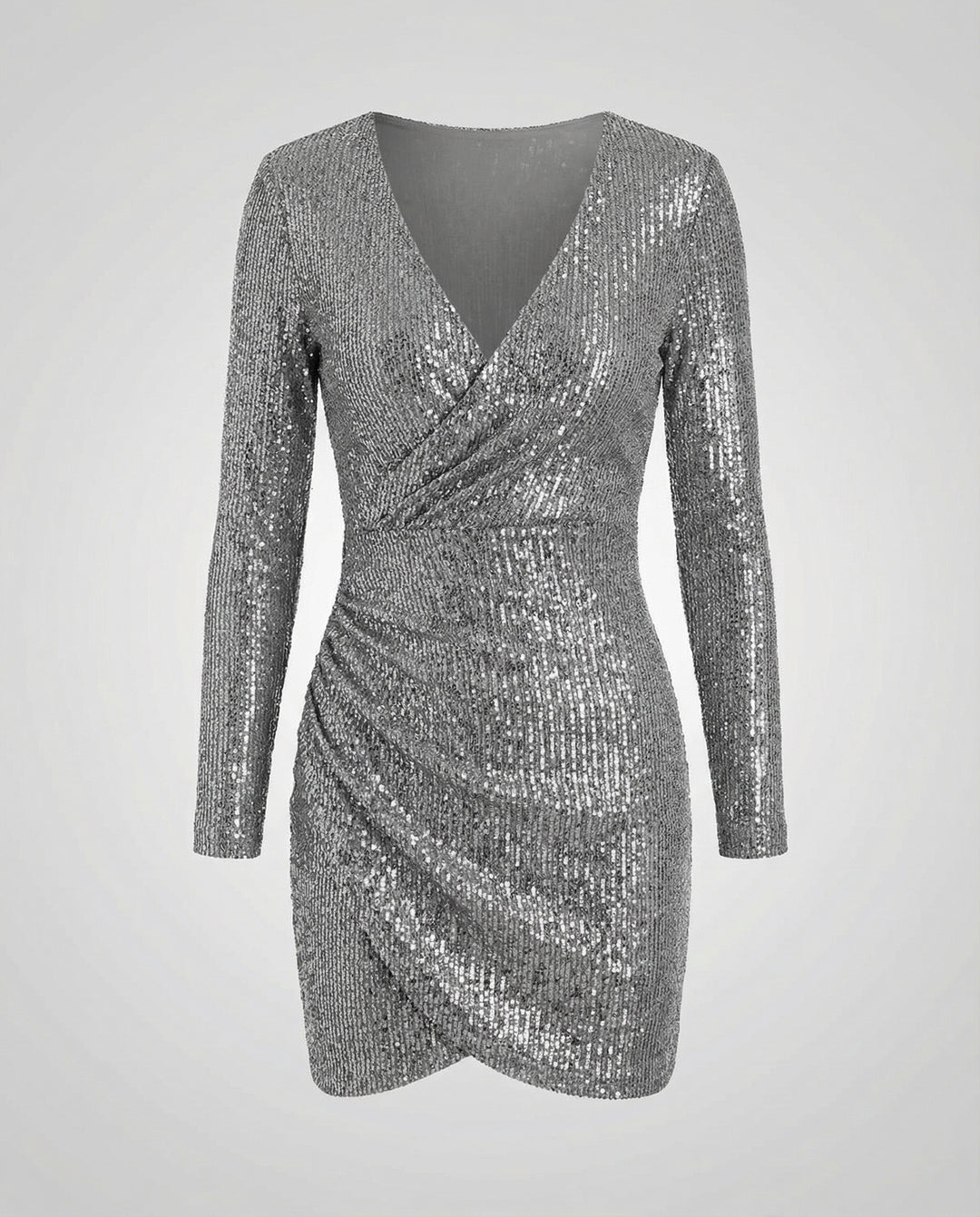 Pailletten V-Ausschnitt Kleid