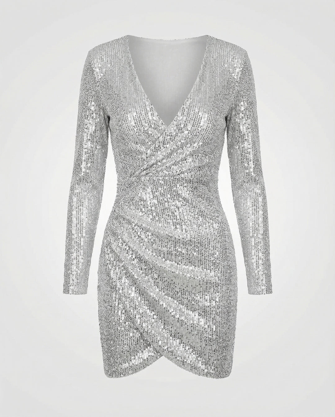 Pailletten V-Ausschnitt Kleid