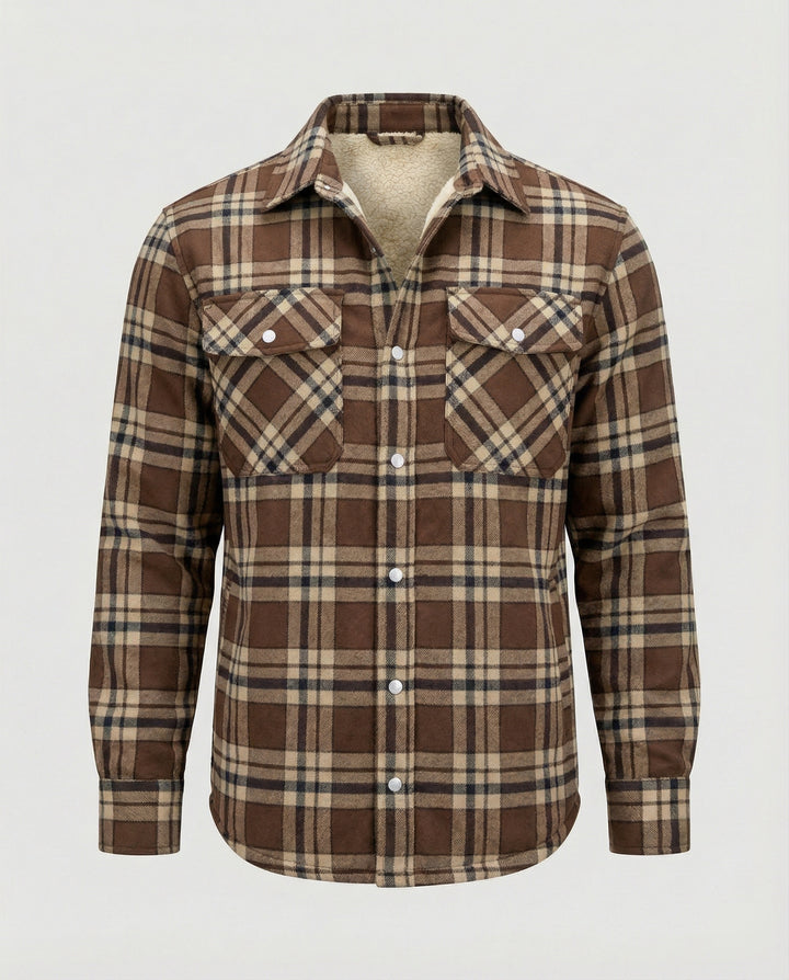 Fleecegefütterte Karierte Winterjacke