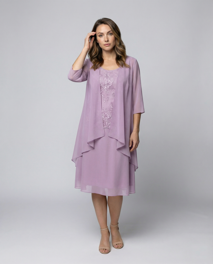 Elegantes Zweiteiliges Chiffonkleid Damen