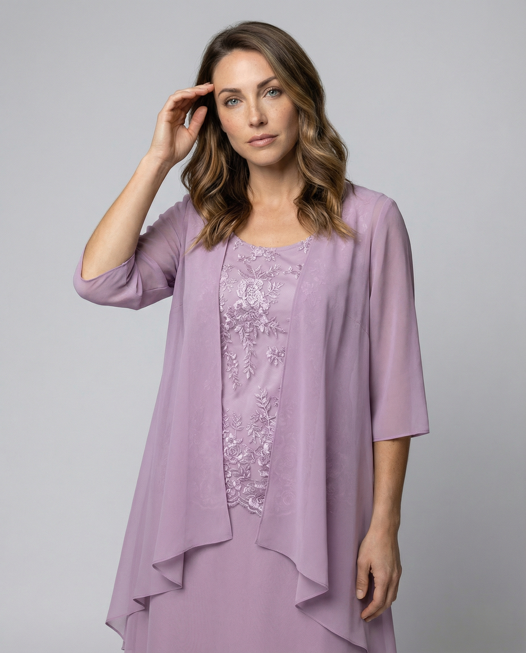 Elegantes Zweiteiliges Chiffonkleid Damen