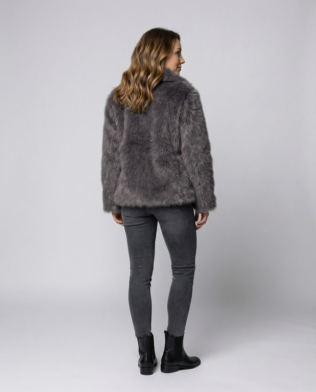 Faux-Fur Schalkragen Jacke