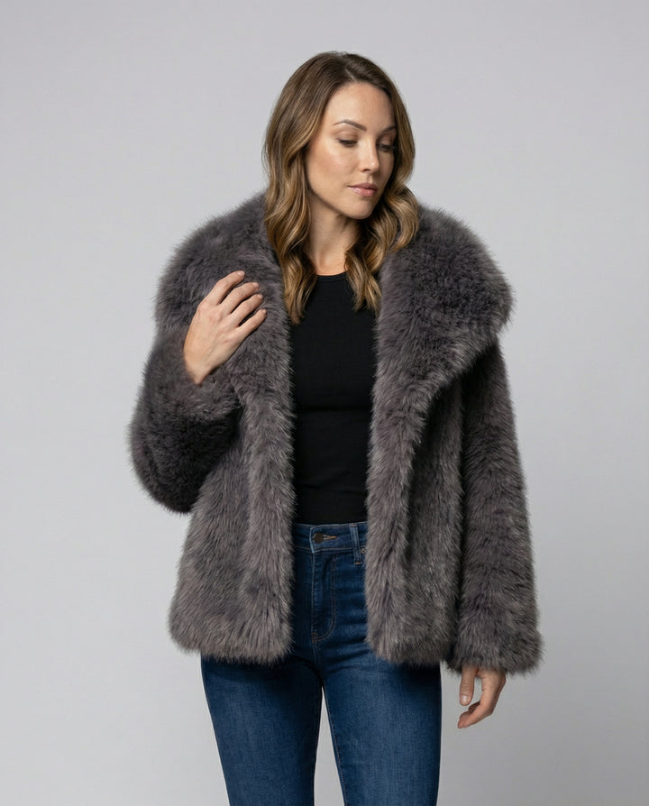 Faux-Fur Schalkragen Jacke