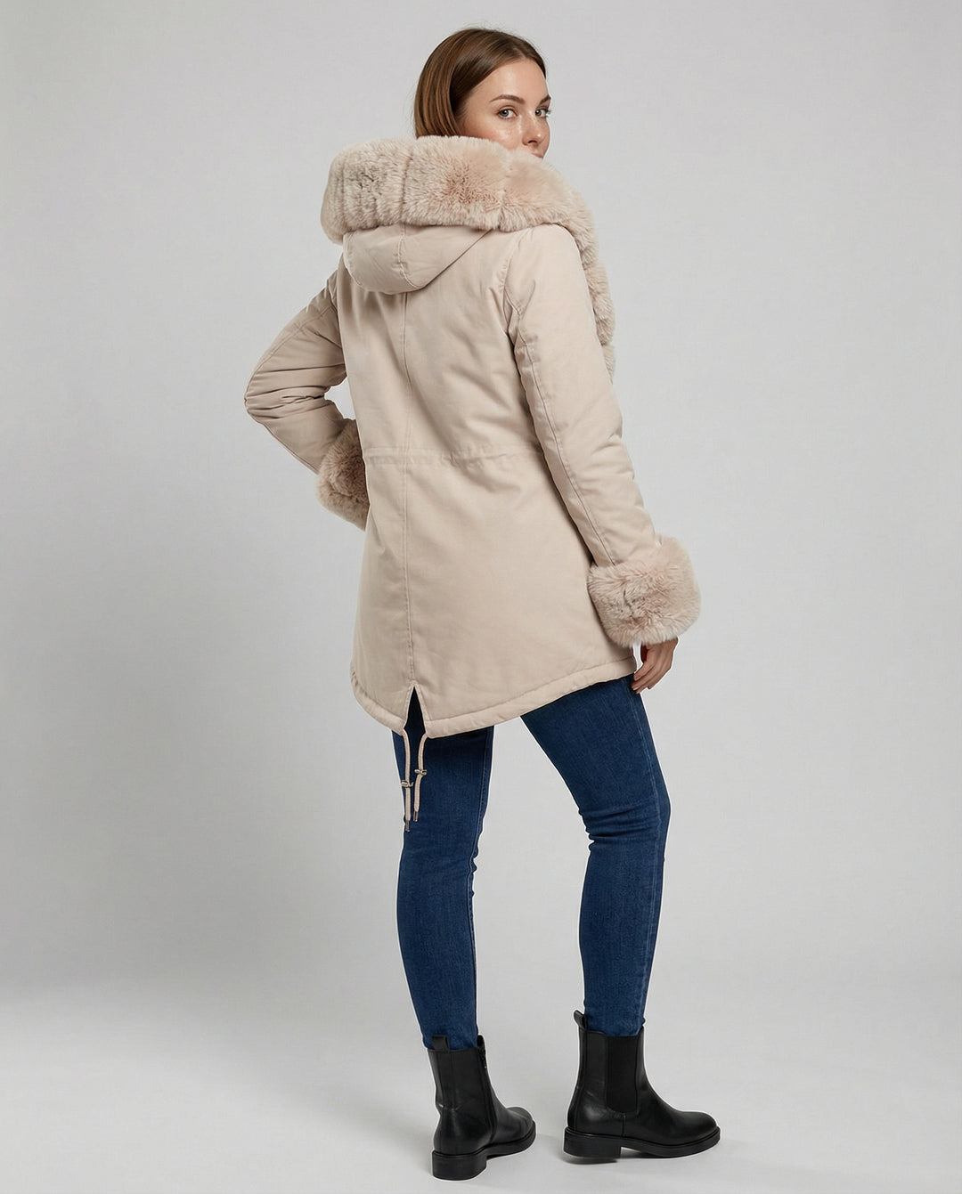 Elegante Damen Kunstpelzjacke