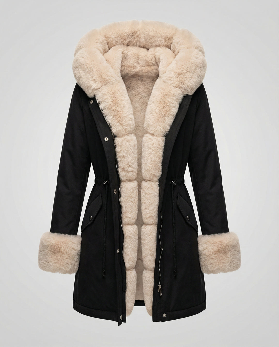 Elegante Damen Kunstpelzjacke