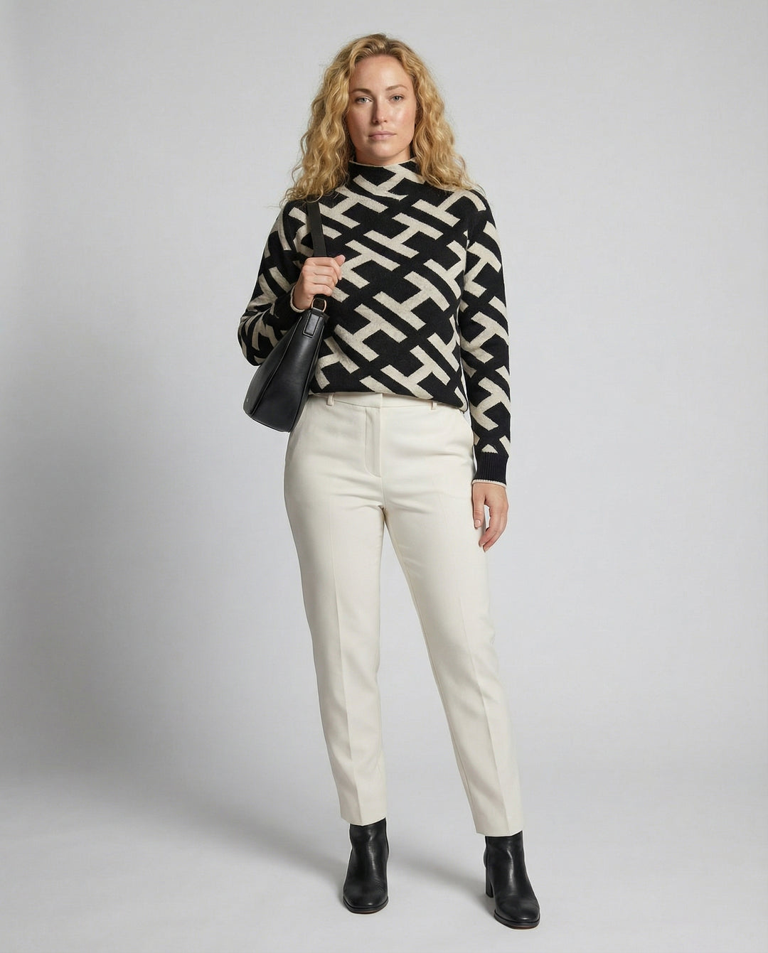Bequemer Geometrischer Pullover Damen