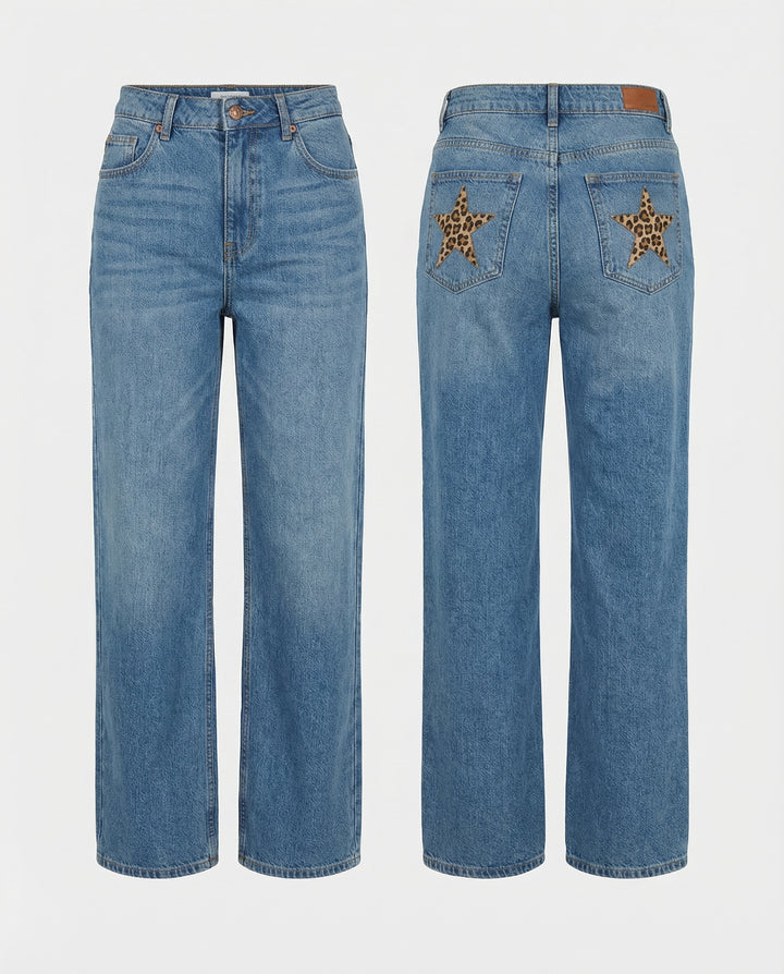 Retro Leoparden Boyfriend Jeans