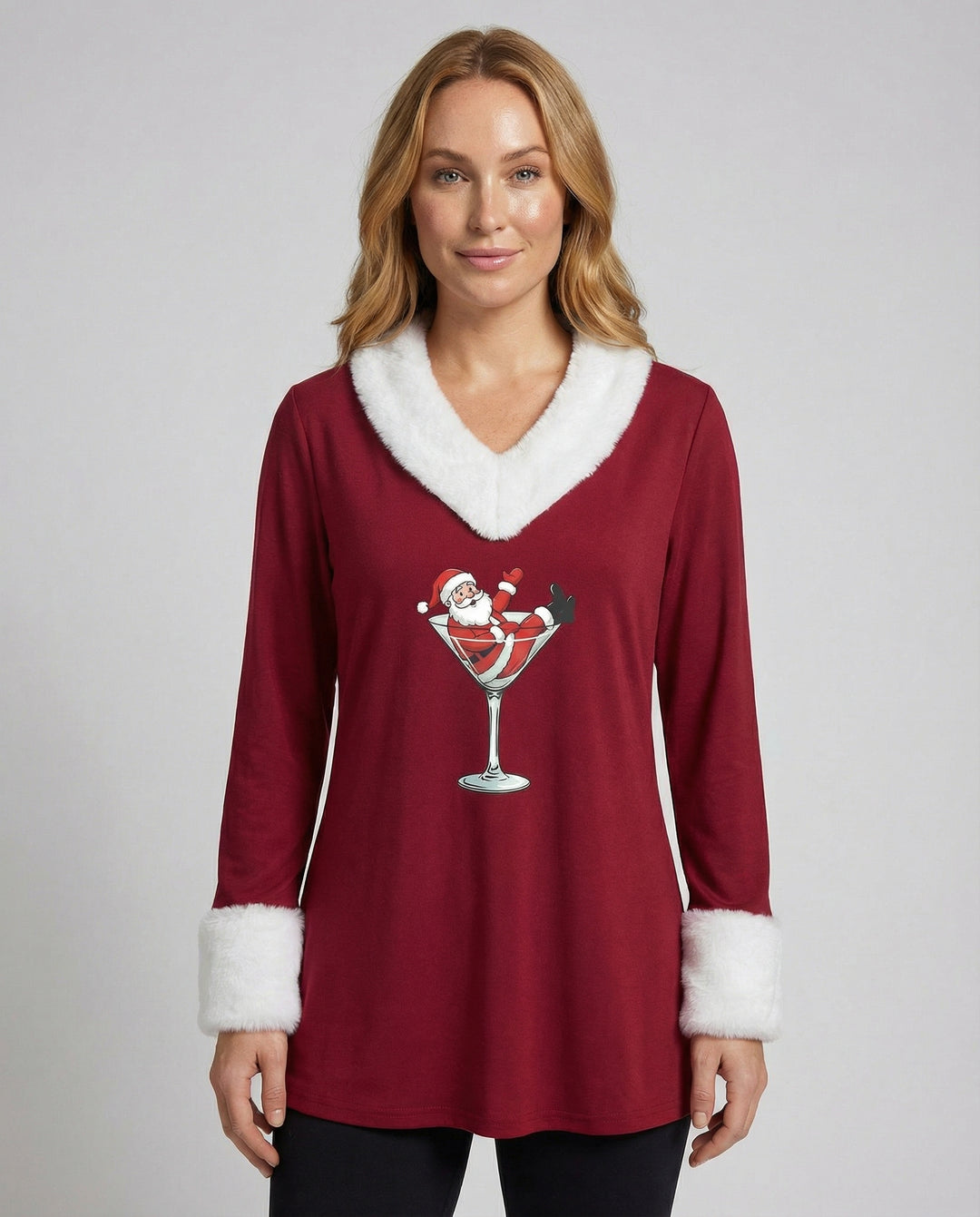 Weihnachtstop Plüsch Damen