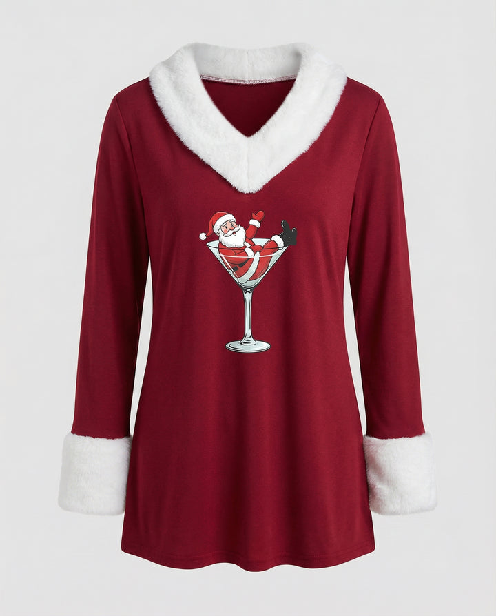 Weihnachtstop Plüsch Damen