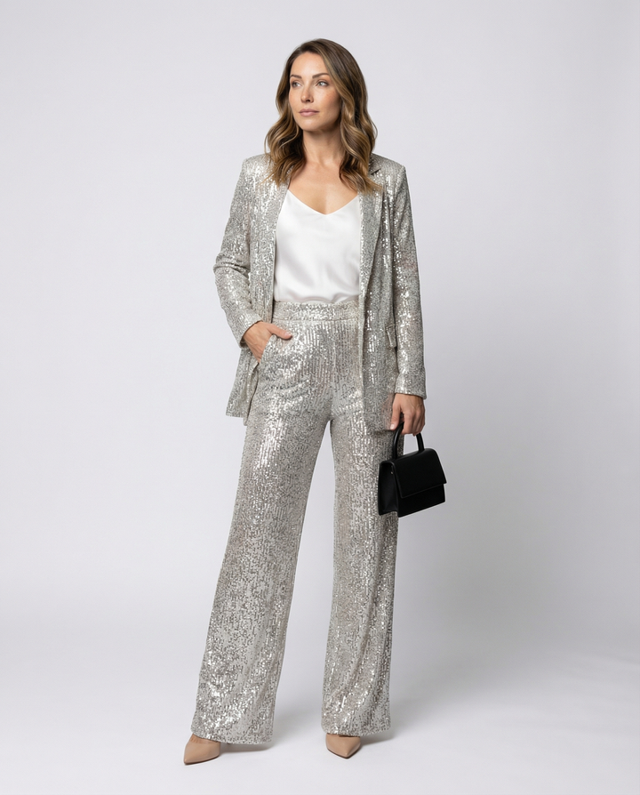 Paillettenanzug Damen High-Wais