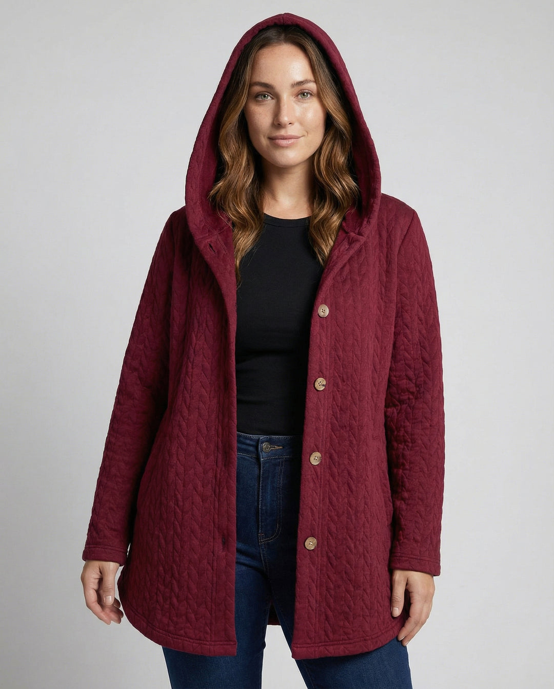 Warme Winterjacke Rotwein Damen