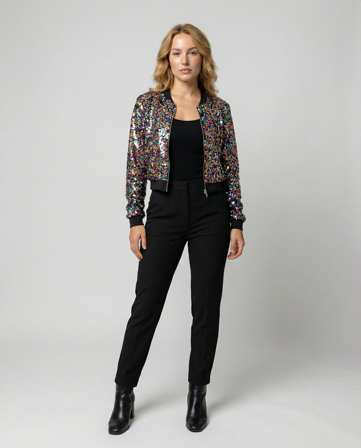 Pailletten Bomberjacke Damen