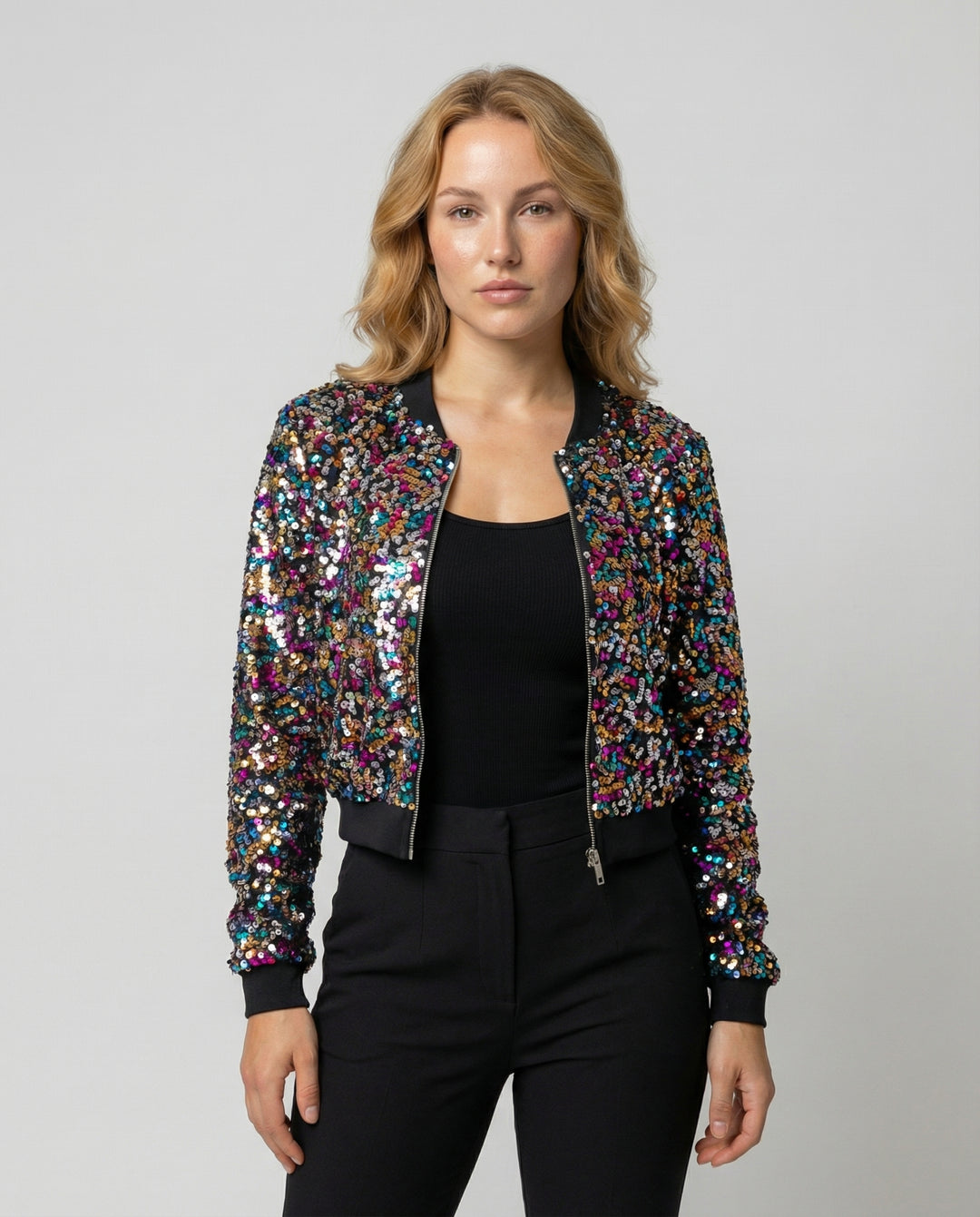Pailletten Bomberjacke Damen