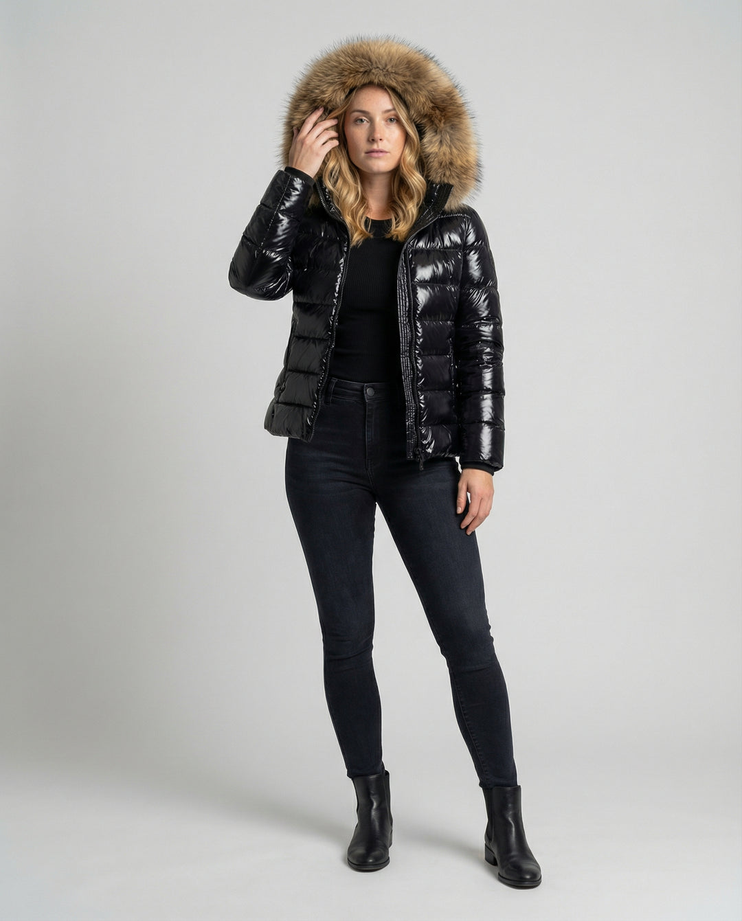 Schwarze Damen Winterjacke