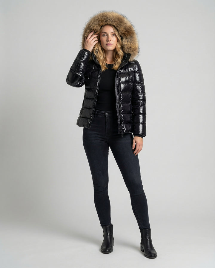 Schwarze Damen Winterjacke