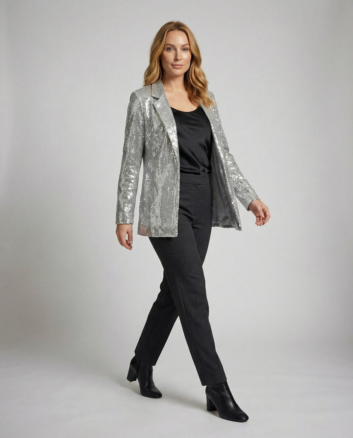 Glamouröser Pailletten Revers Blazer