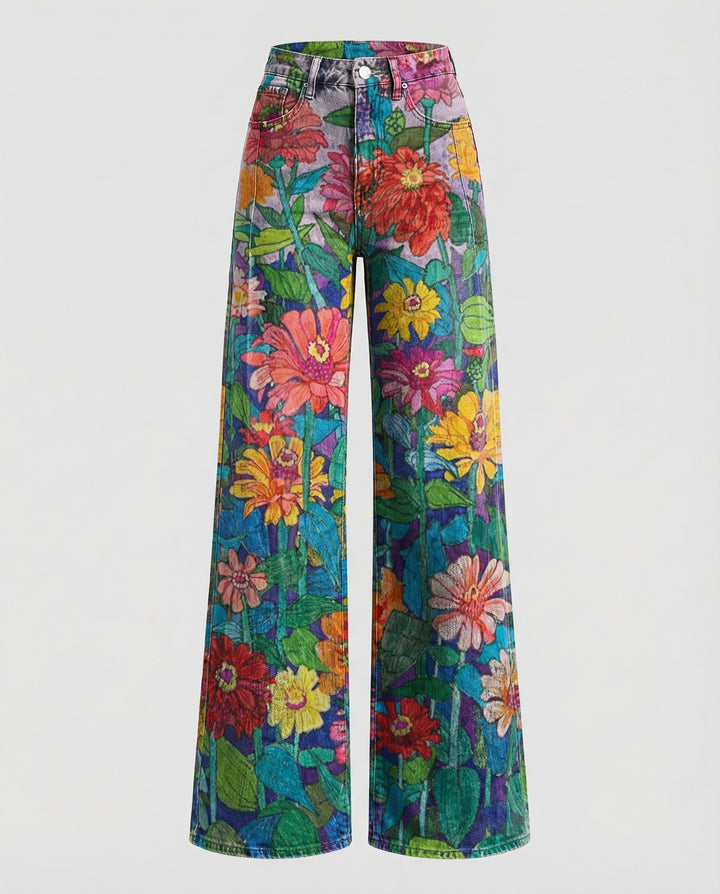 Floral Weite Damen-Jeans
