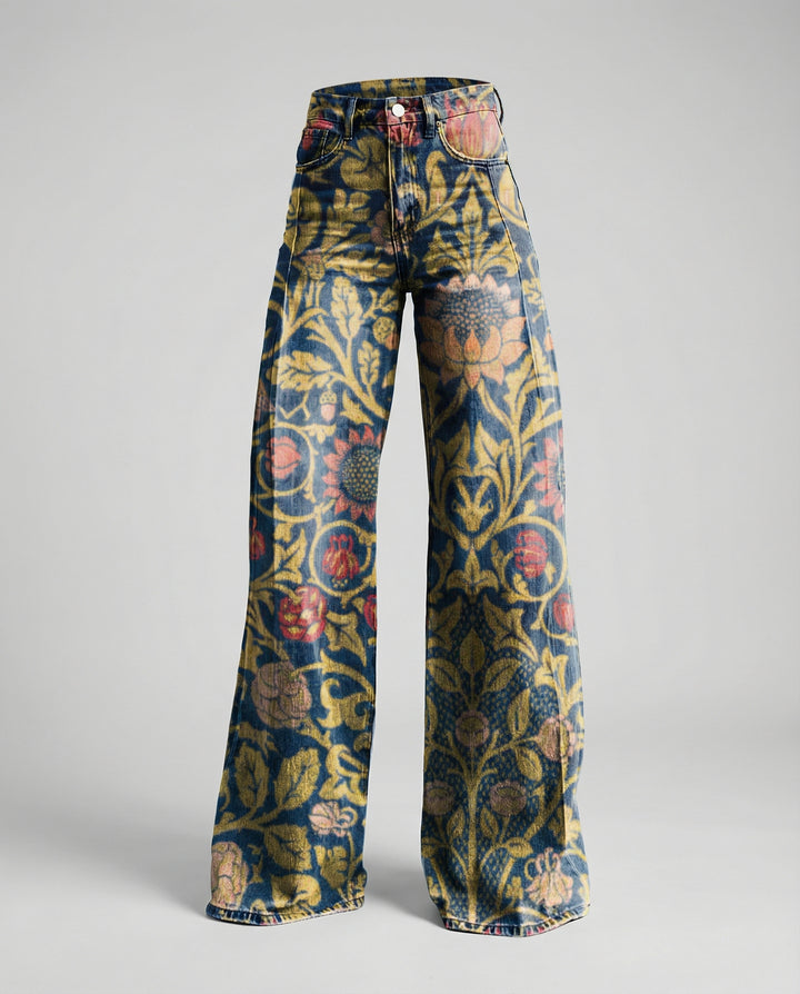 Floral Weite Damen-Jeans