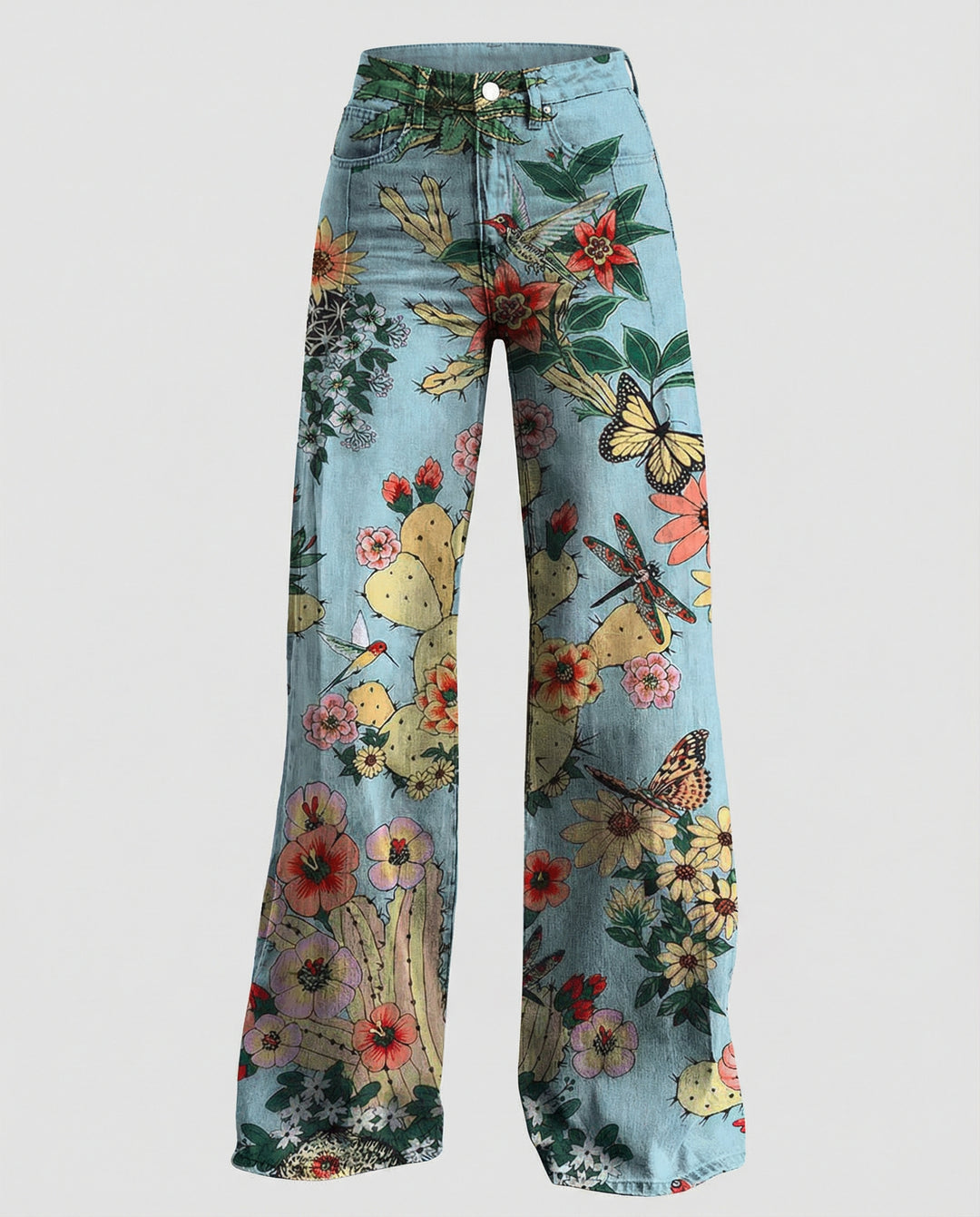 Floral Weite Damen-Jeans