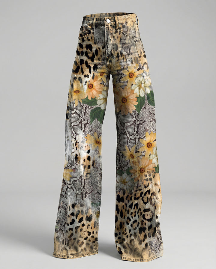 Floral Weite Damen-Jeans