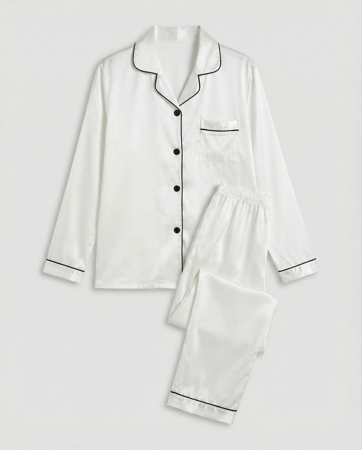 Elegantes Damen Satin-Pyjamaset