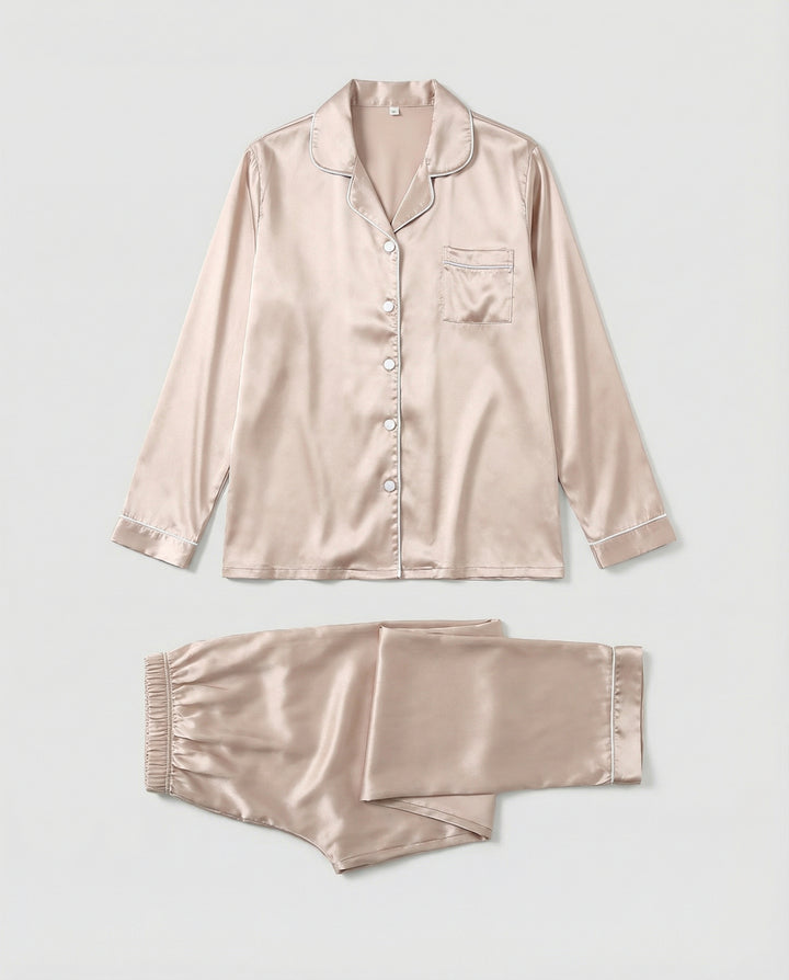 Elegantes Damen Satin-Pyjamaset