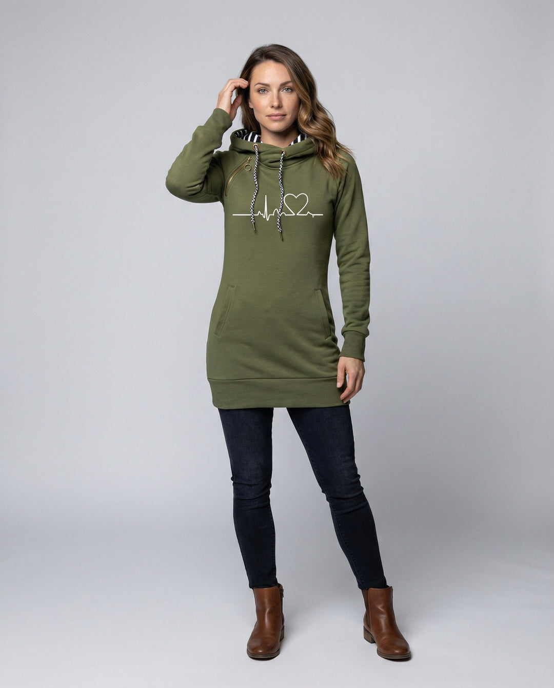 Heartbeat Lässiger Kapuzenpullover Damen