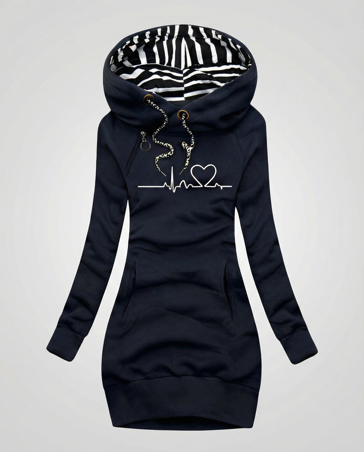 Heartbeat Lässiger Kapuzenpullover Damen