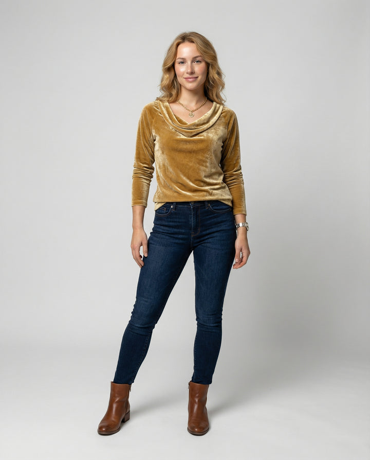 Elegantes Samtshirt Damen Lässig