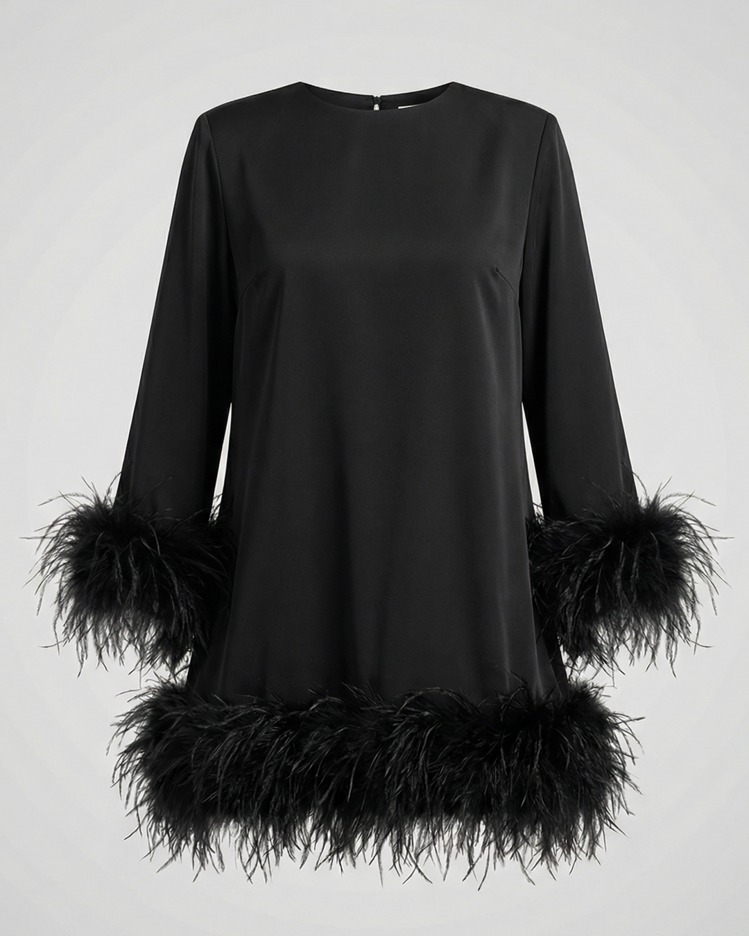 Asymmetrisches Feder Minikleid Damen