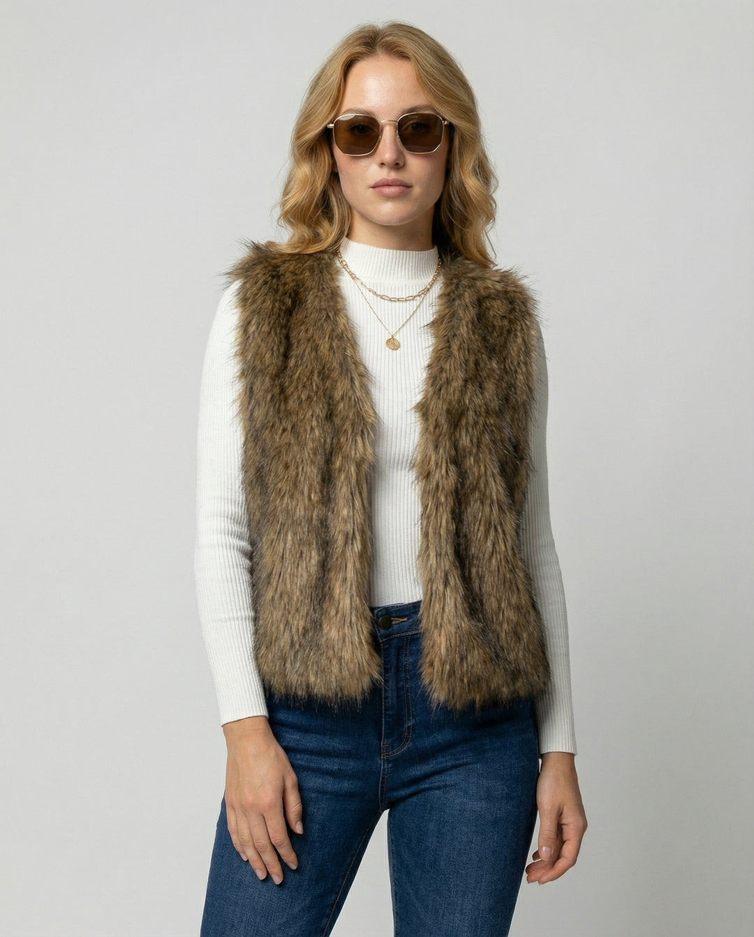 Faux Fur Weste Damen