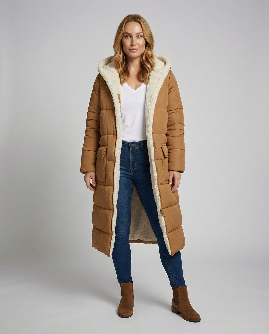 Wendbare Lange Damen Pufferjacke