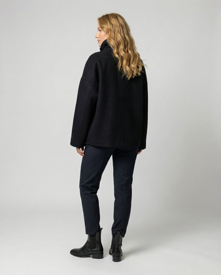 Oversized Wollmantel Damen Stehkragen
