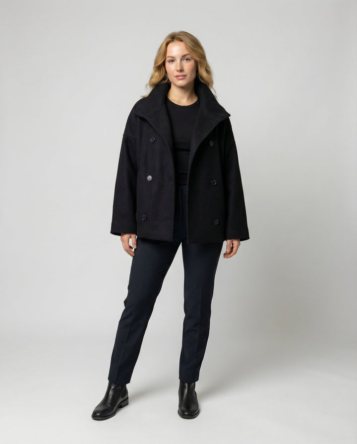 Oversized Wollmantel Damen Stehkragen