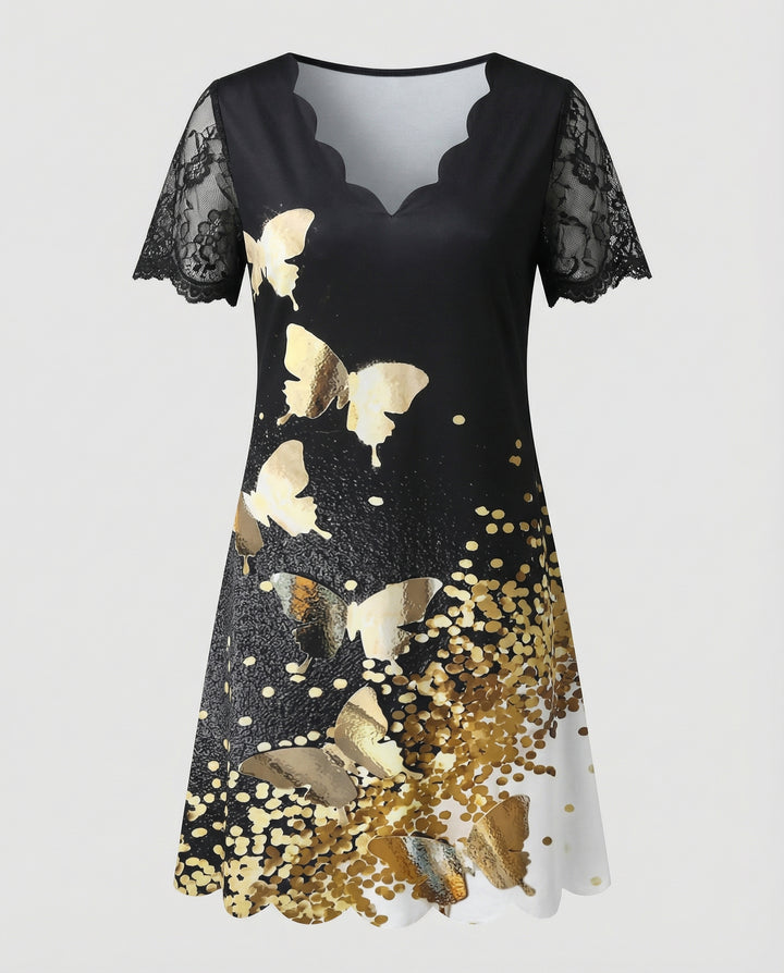 Elegantes Detail Kleid Damen