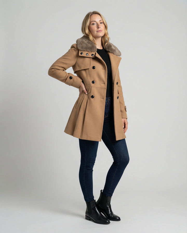 Eleganter Damen Wollmix Trenchcoat