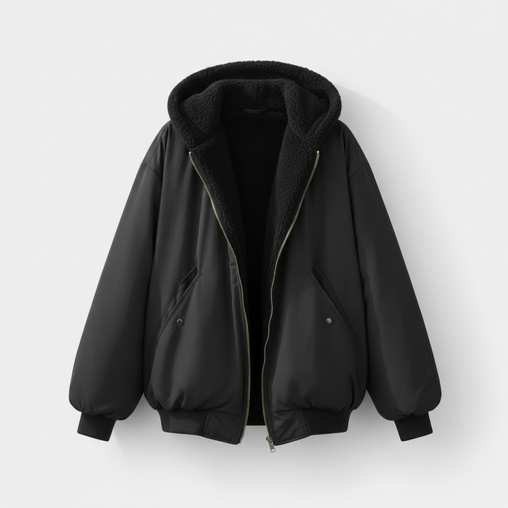 Bequeme Oversized Winterjacke Damen Komfort Warm Fleecelook
