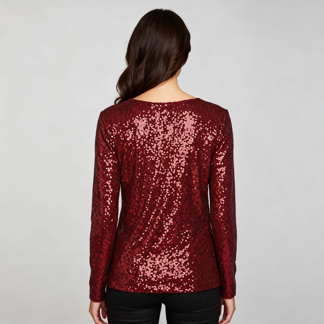 Glänzender V-Ausschnitt Pullover
