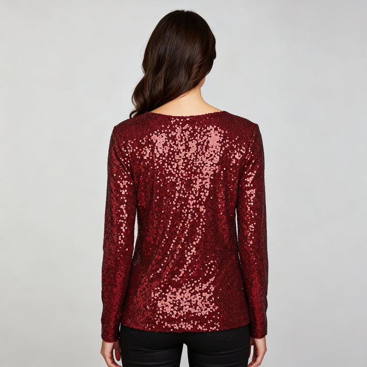 Glänzender V-Ausschnitt Pullover