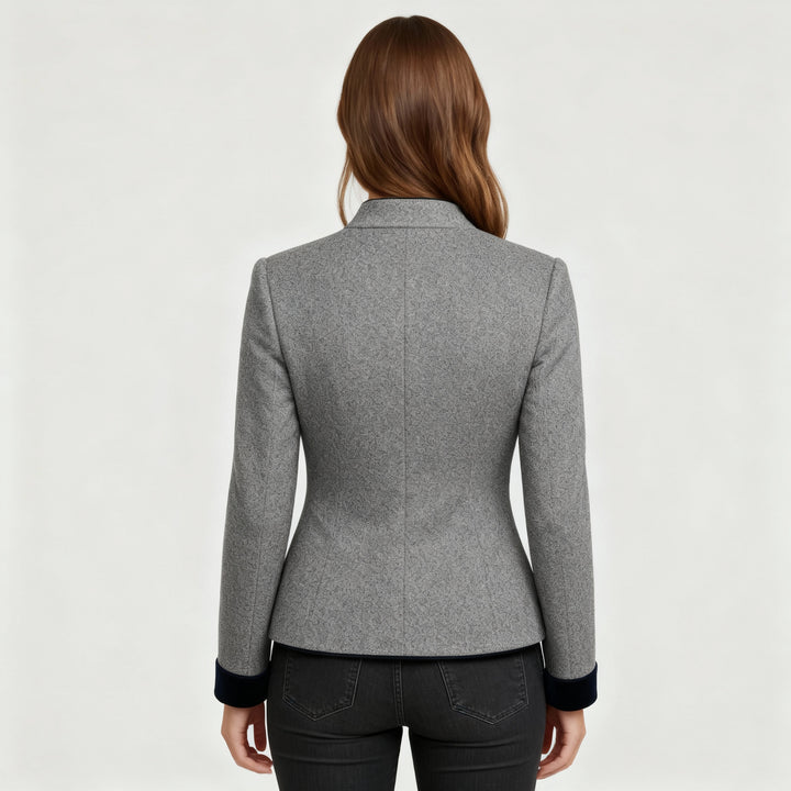 Klassische Strukturierte Premium Komfort Wolljacke Damen